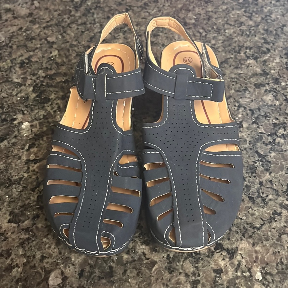 Temu Navy Sandals sz 8 NWOT